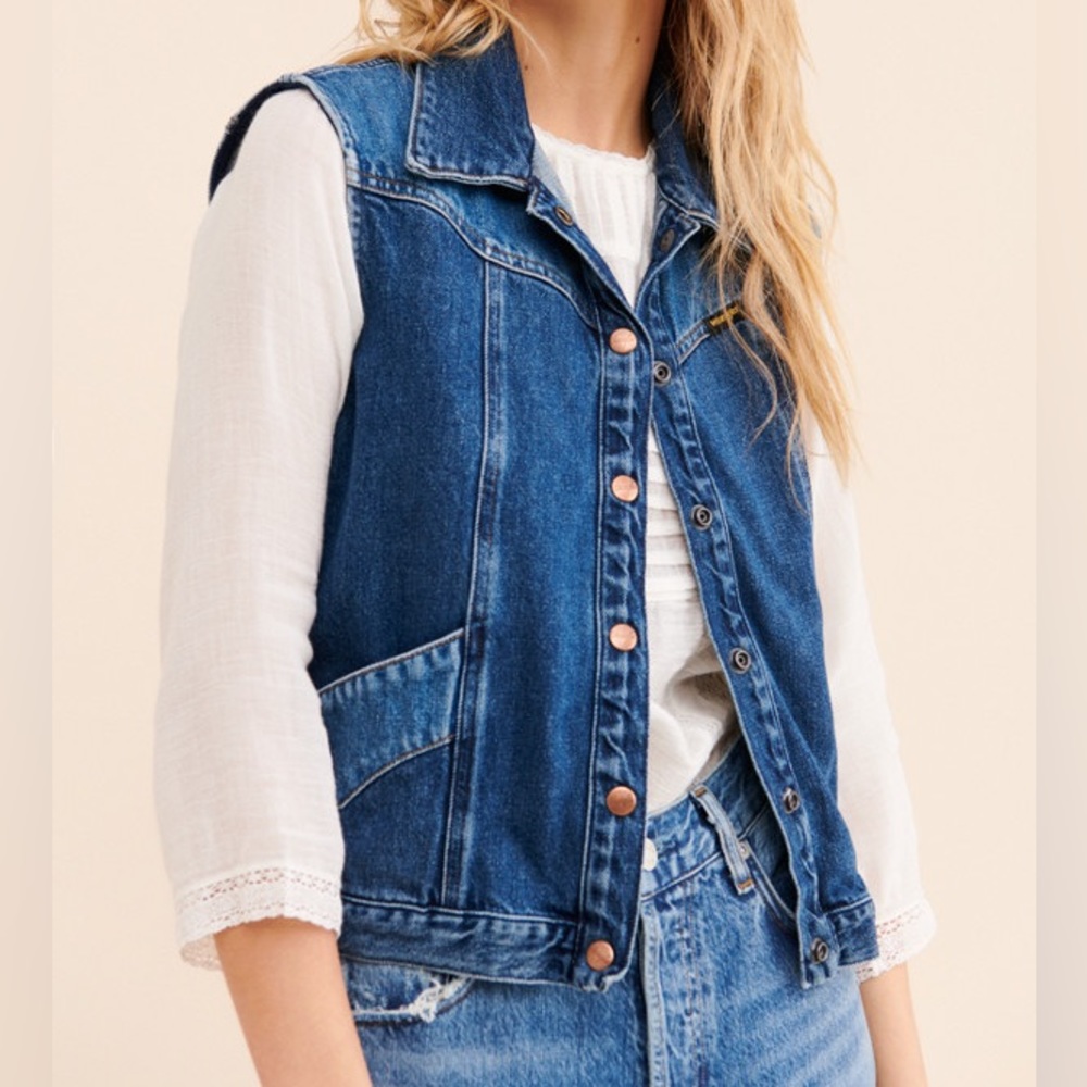 Western-Inspired Denim Wrangler Vest